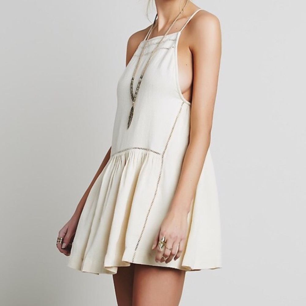 Free People Drop Waist Linen Skipping Stones Dress